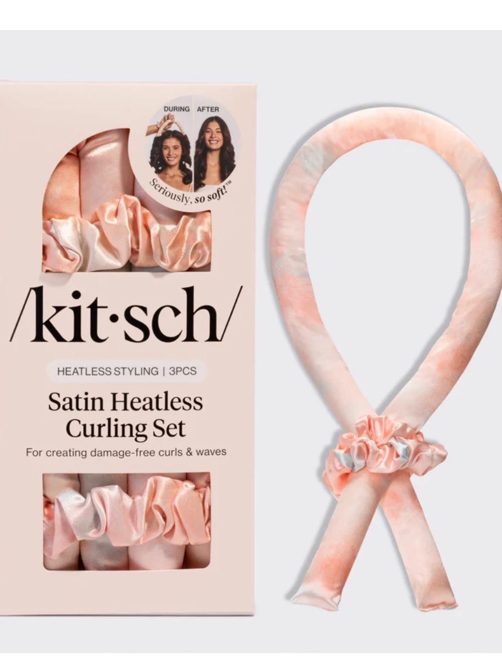 Kitsch Satin Heatless Curling Set - sunset tie Dye